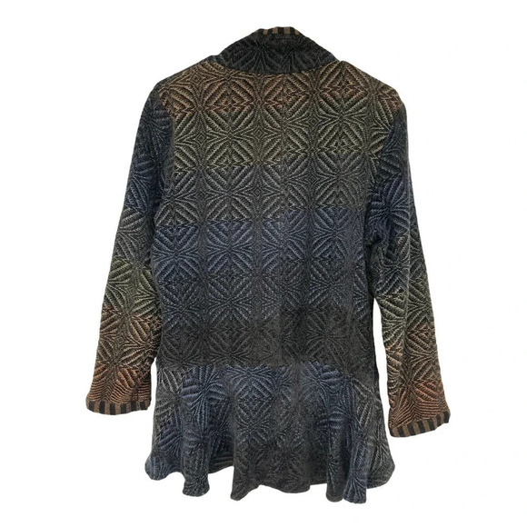 Patricia Palson Cardigan O/S Fiber Artist Hand-Woven Chenille Tail Spin Sweater - Picture 7 of 16